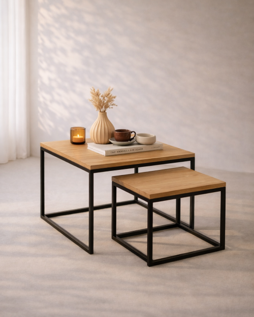 Zestaw stolików kawowy 2w1 kwadrat