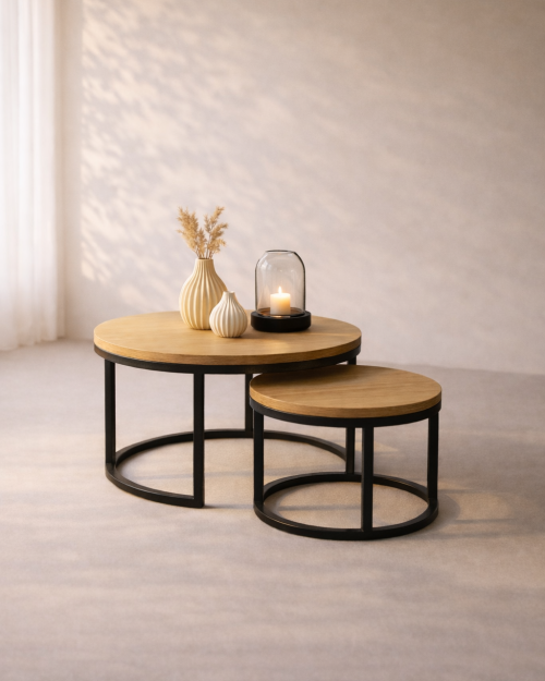 Zestaw stolików kawowych 2w1 okrągłe