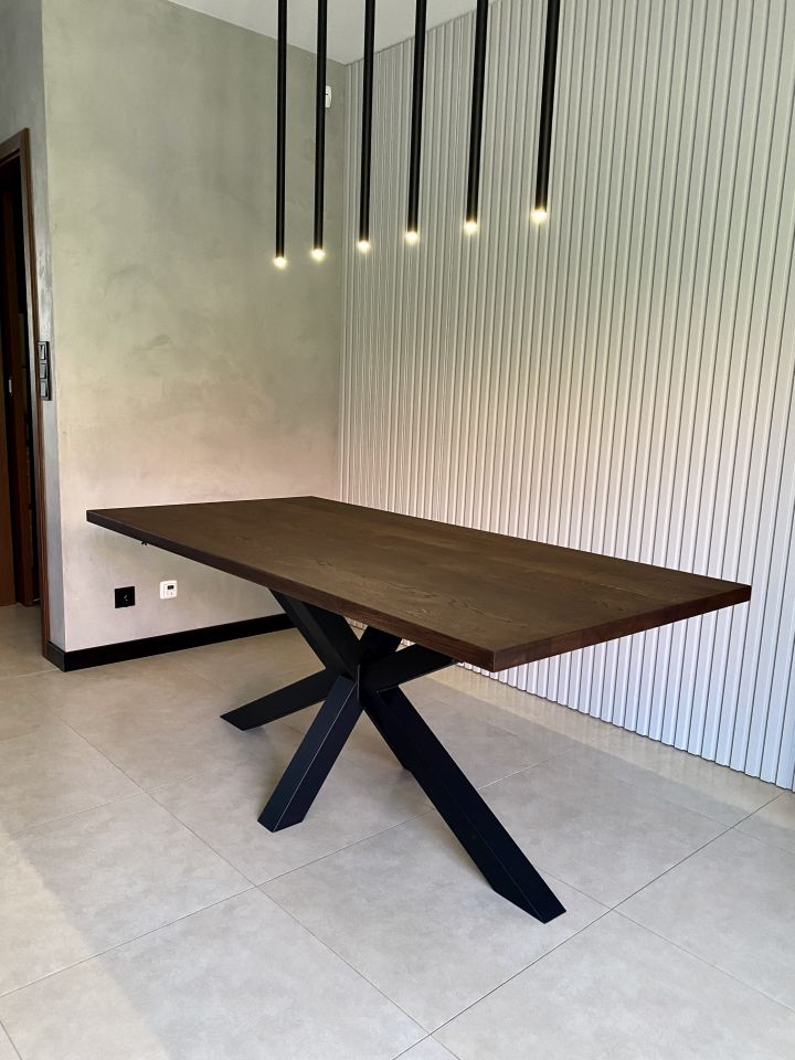 Stół dębowy Pająk ciemny blat