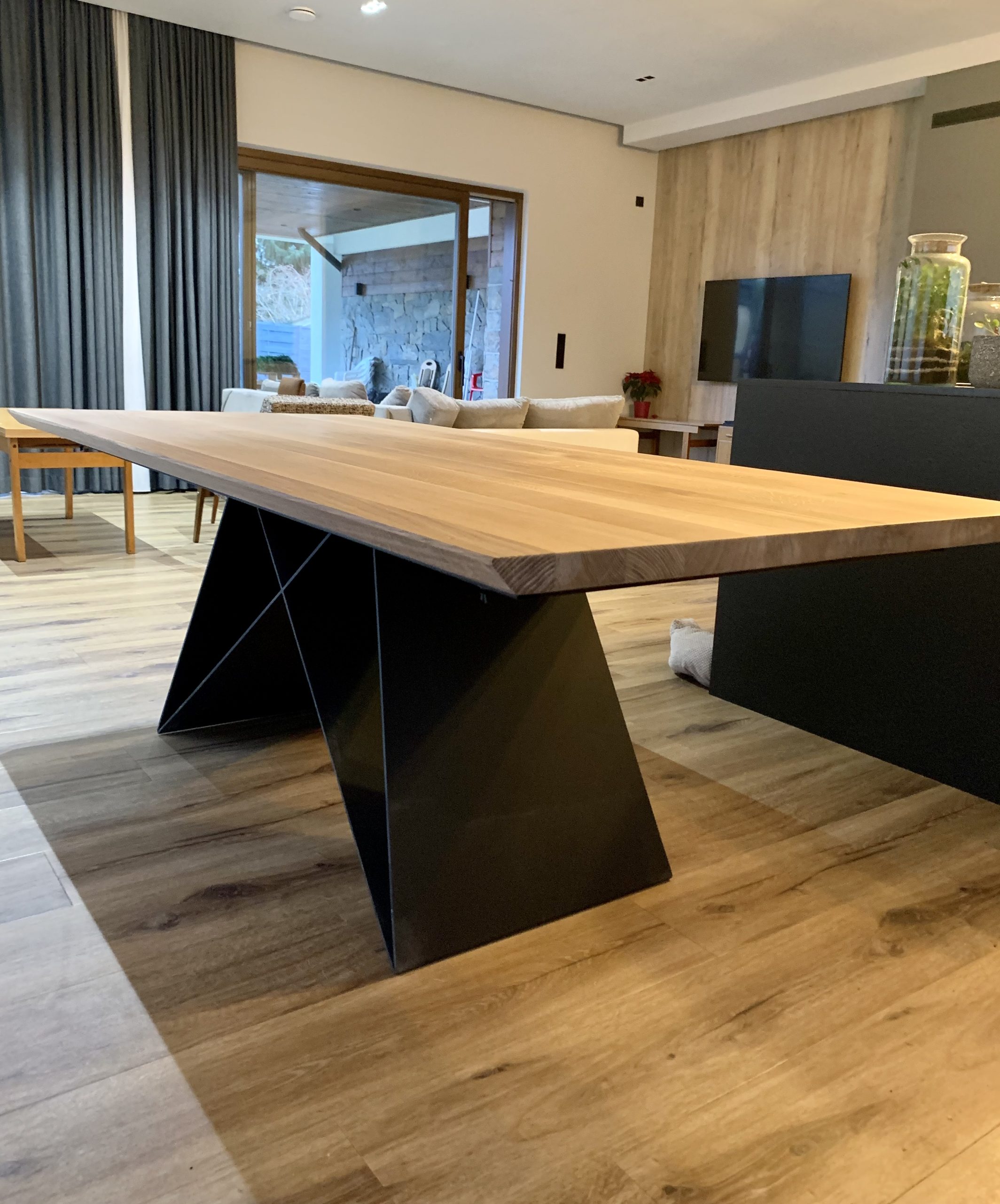 stół loft z blachy dębowy rozkładany stoły