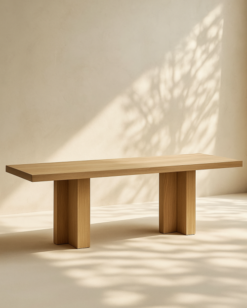 Stół dębowy drewniany lity dąb warszawa na wymiar zamówienie naturalny japandi do dużego salonu do willi stoły