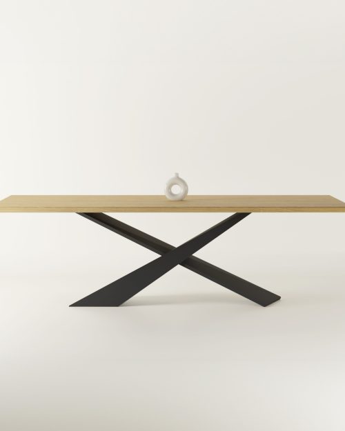 Stół drewniany dębowy U nowoczesny stalowe nogi rozkładany LOFTYA