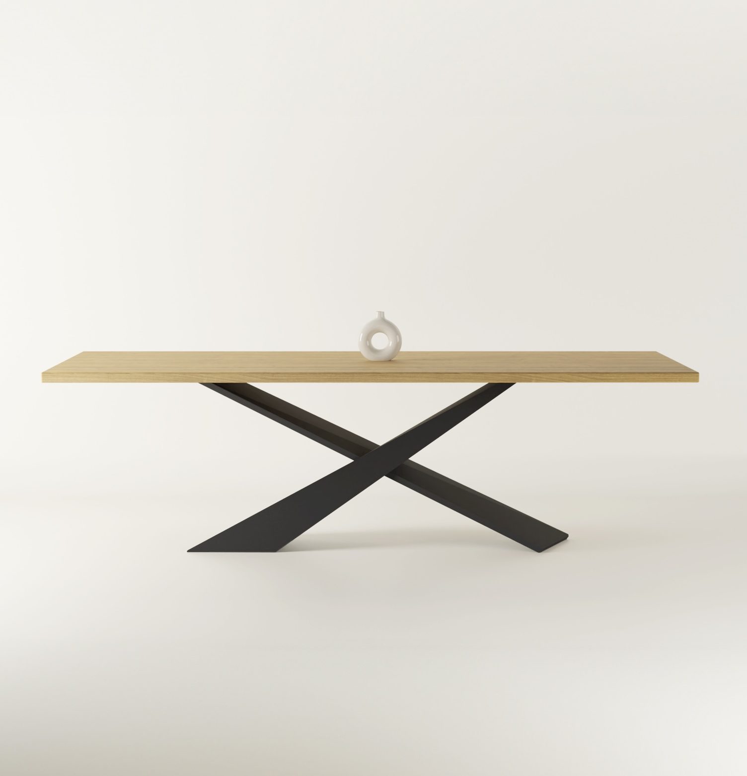 Stół drewniany dębowy U nowoczesny stalowe nogi rozkładany LOFTYA