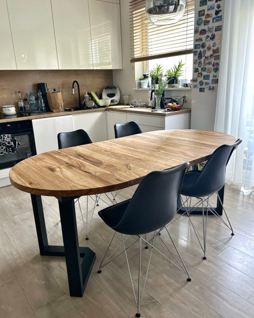 Stół dębowy okrągły rozkładany Coffe Mebloft loft