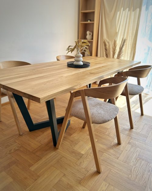 Krzesło krzesła dębowe drewniane AVA tapicerowane stół loft V2