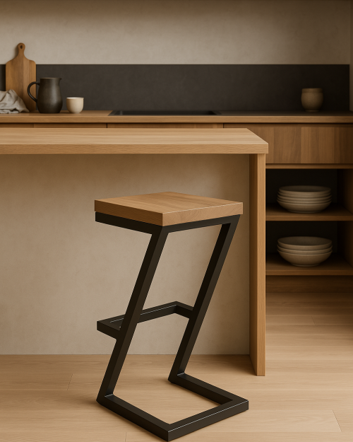 Hoker dębowy LOFT - krzesło barowe