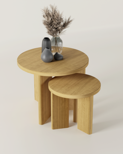 Stoliki okrągłe kawowe TEA dębowe 2w1