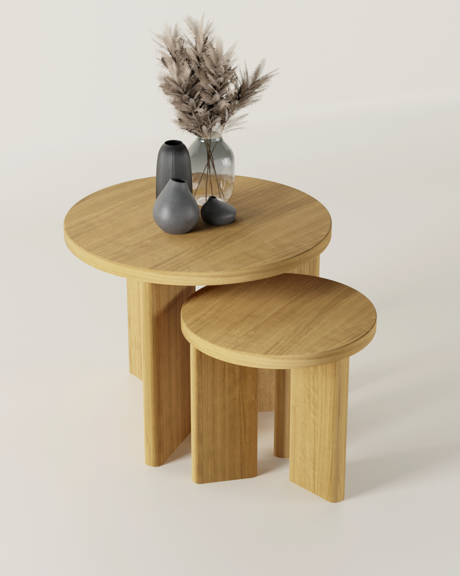 Stoliki okrągłe kawowe TEA dębowe 2w1