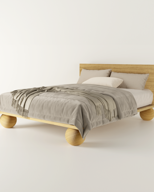 Łóżko dębowe PALLA kule drewniane dębowe design