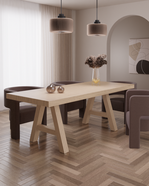 Stół dębowy drewniany FARM dąb bielony pogrubiony blat