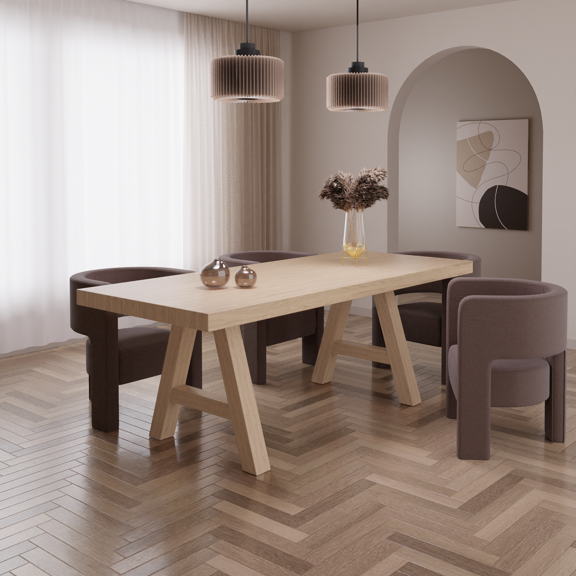 Stół dębowy drewniany FARM dąb bielony pogrubiony blat