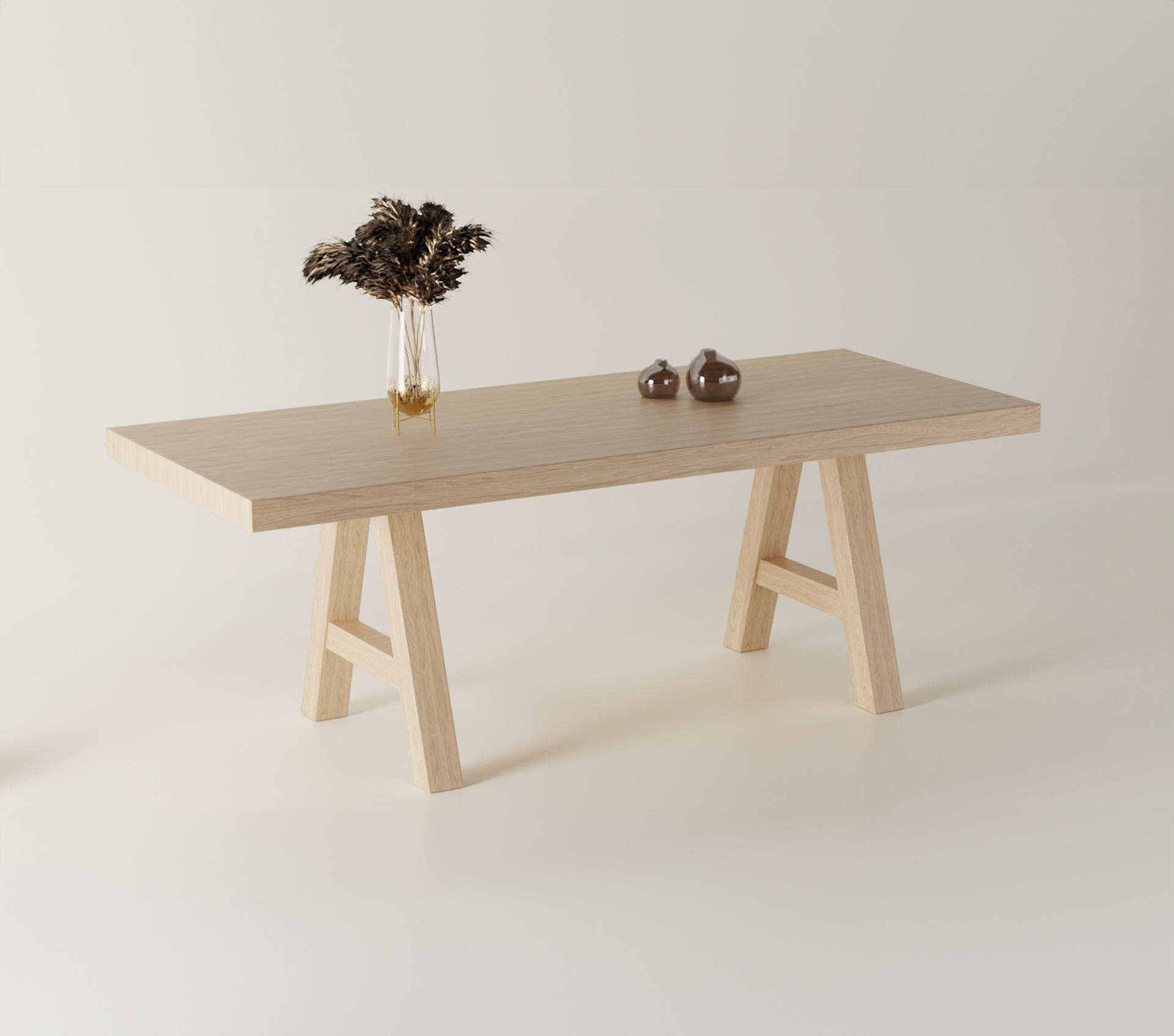 model 14_w Stół dębowy drewniany FARM dąb bielony pogrubiony blat