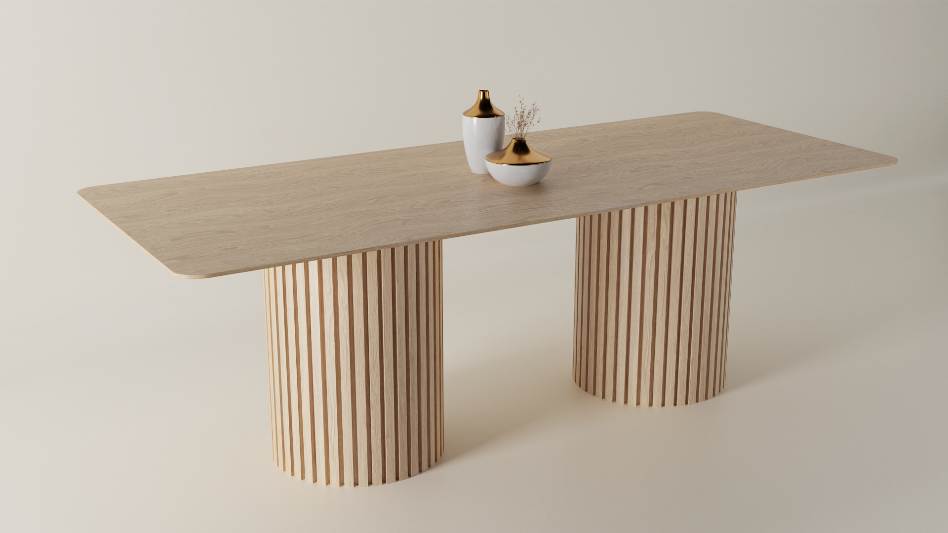 Stół dębowy FLAVIA Stół dębowy FLAVIA nogi okrągłe ryflowane rozkładany drewniany surowe drewno