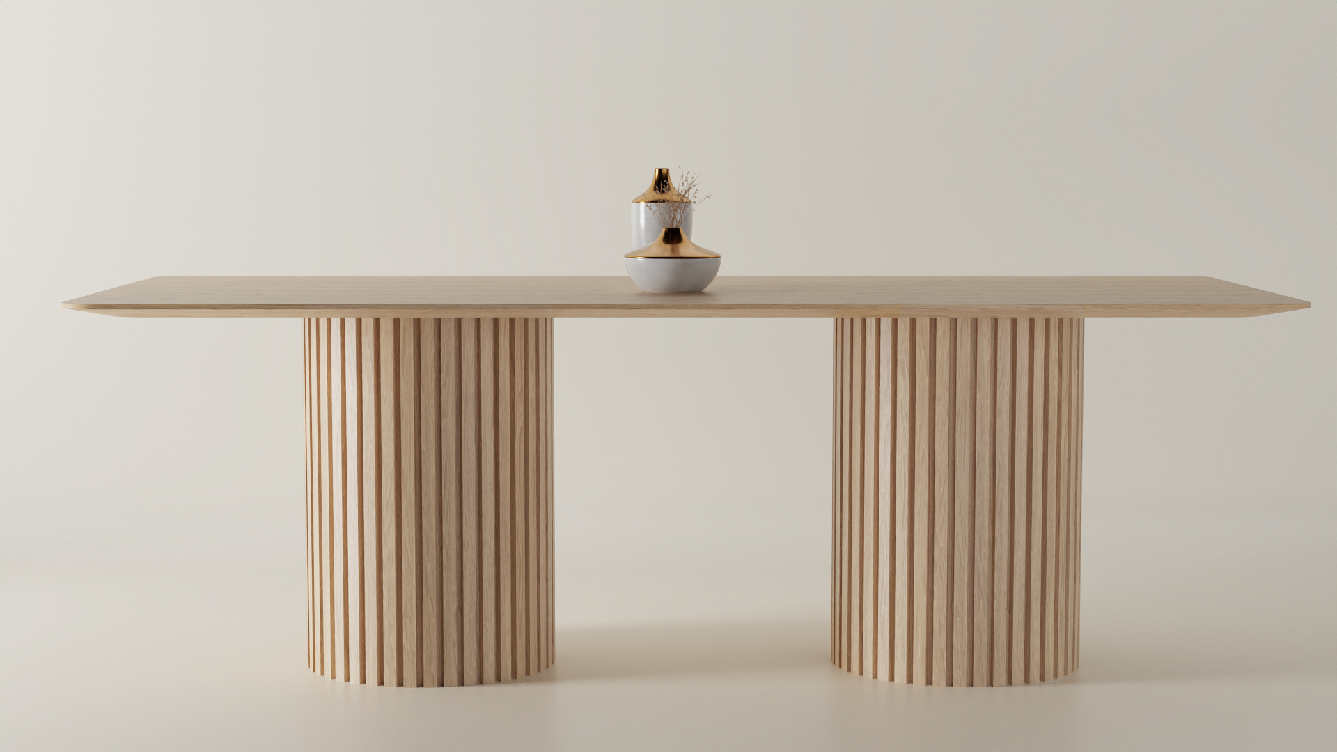 Stół dębowy FLAVIA Stół dębowy FLAVIA nogi okrągłe ryflowane rozkładany drewniany surowe drewno