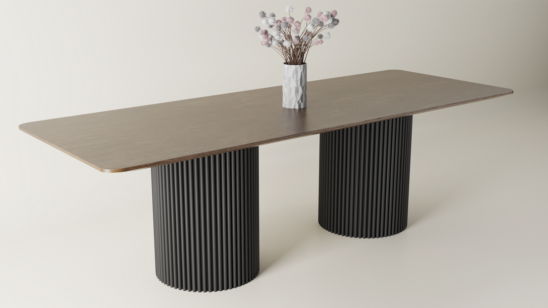 Stół dębowy TUBE Stół dębowy TUBE z nogami okrągłymi z rurek stalowych rozkładany