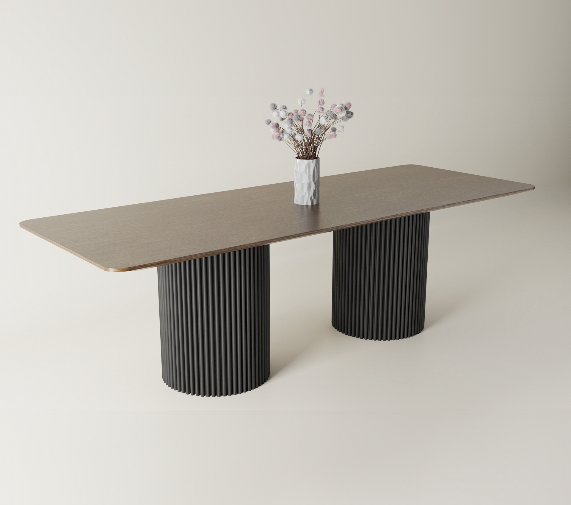 Stół dębowy TUBE Stół dębowy TUBE z nogami okrągłymi z rurek stalowych rozkładany