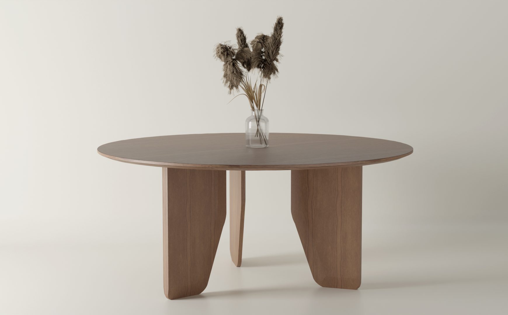 Stół okrągły MISTY dębowy na trzech nogach nowoczesny design