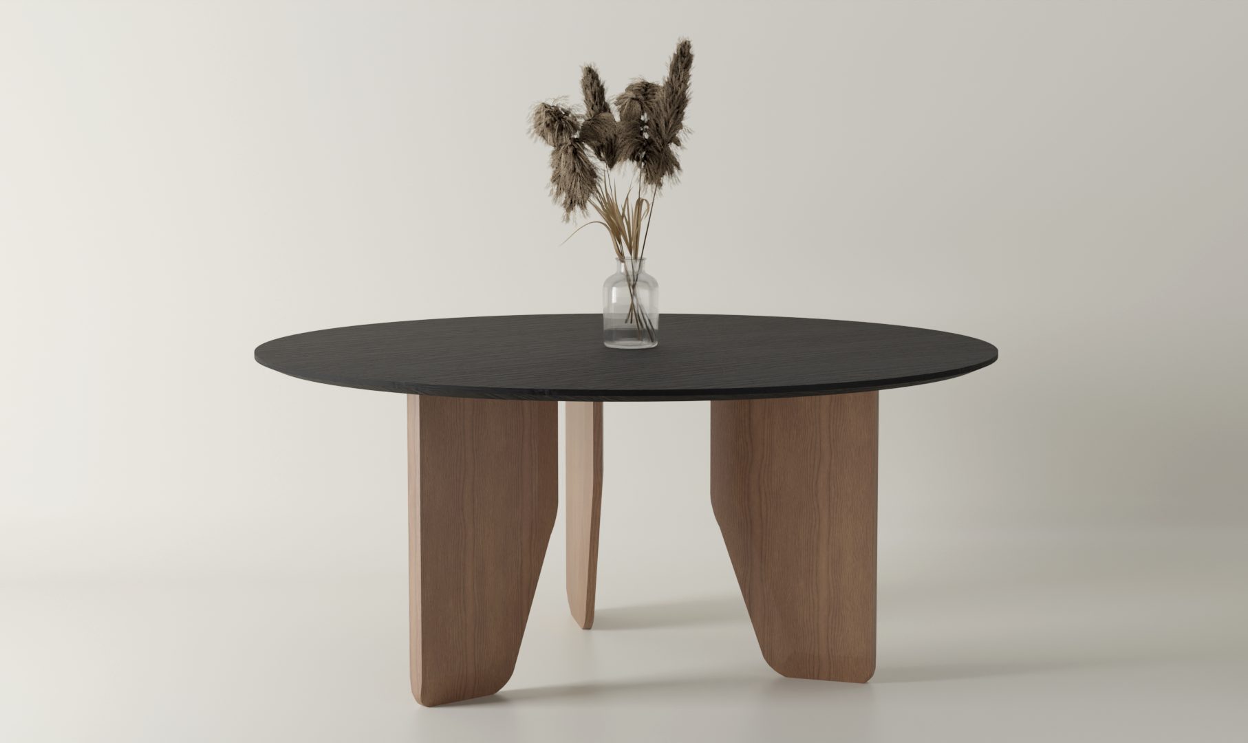 Stół okrągły MISTY dębowy na trzech nogach nowoczesny design