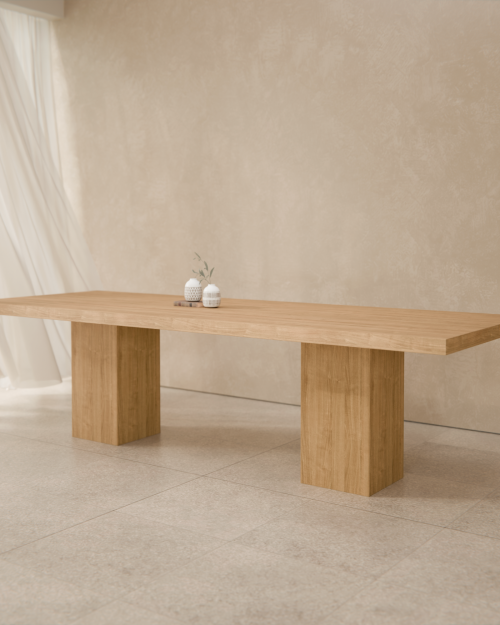 Stół dębowy NANCE do dużego salonu lite drewno drewniany dwie nogi