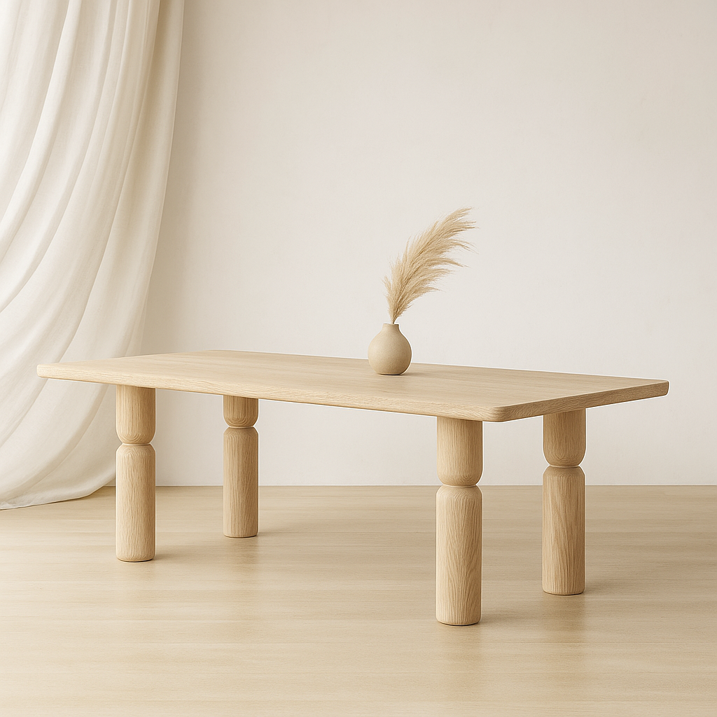 Stół dębowy FIBY. Z toczonymi nogami, stół drewniany.