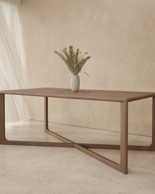 Stół dębowy CHOCOLATE drewniany czekoladowy nowoczesny japandi ciemne drewno lite do salonu jadalni mieszkania domu