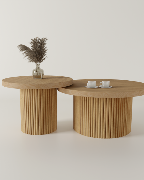 Zestaw stolików kawowych dębowych FELIA