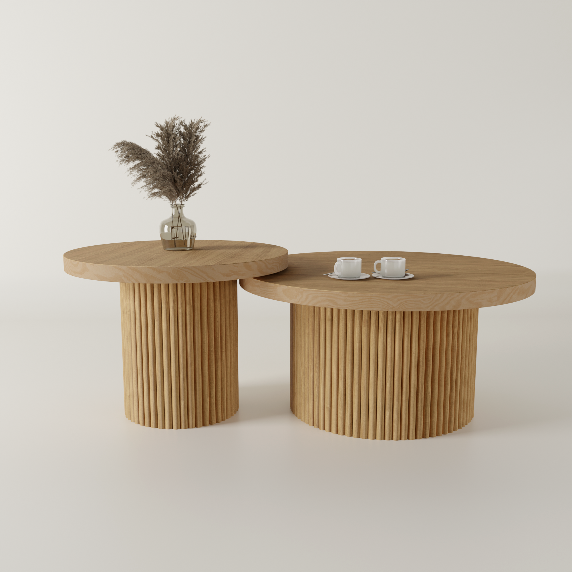 Zestaw stolików kawowych dębowych FELIA